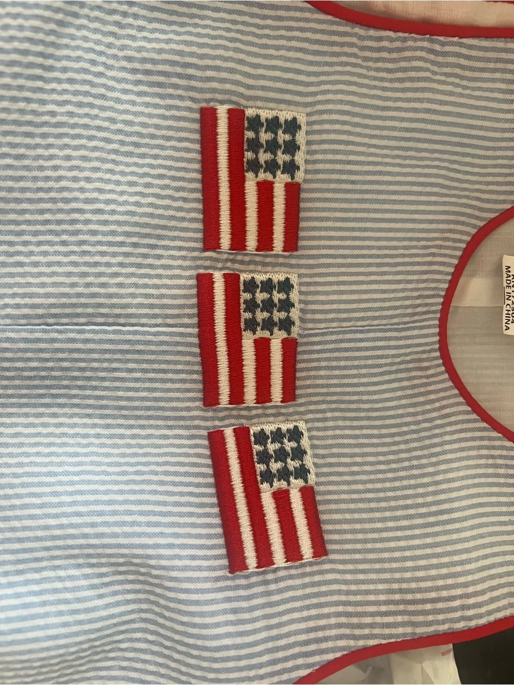Baby Boys stitchy fish American Dreamin’ Jon Jon with Red Trim 12mo